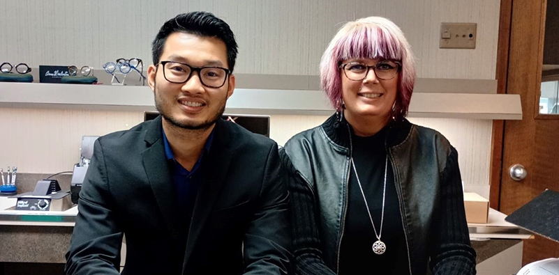 Two staff members of the friendly team at Cunningham Optical One in Indiana