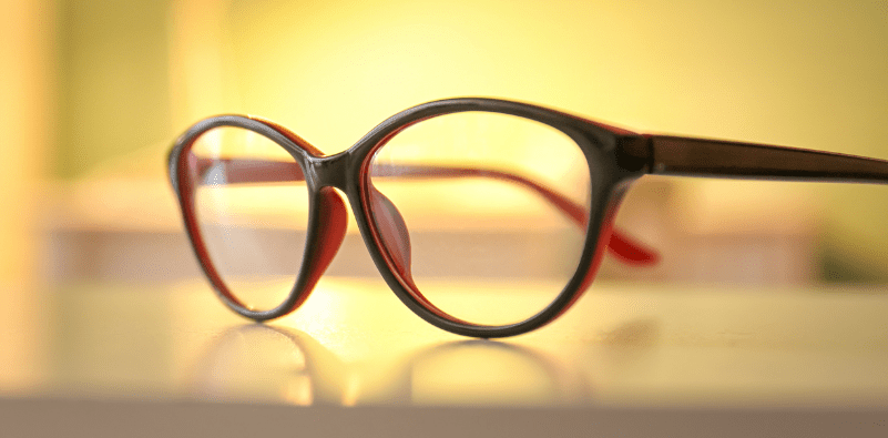 A close-up of a pair of glasses